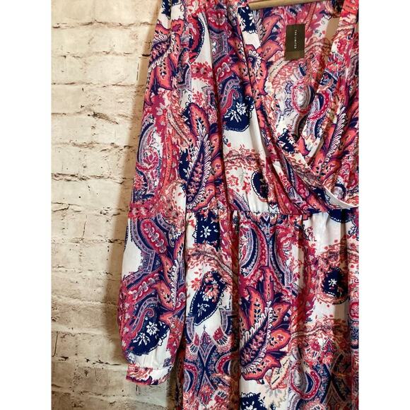 The Limited Dress Women Medium Pink Paisley Boho Hippie Long Sleeve V Neck Flowy - Picture 4 of 13